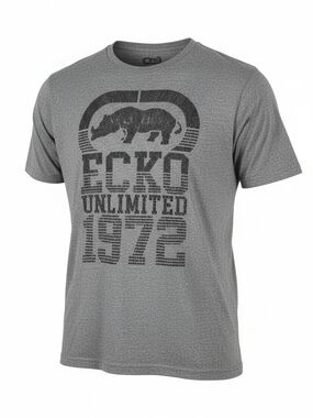 Ecko Unlimited Gray Graphic Crewneck Tee with Rhino Logo